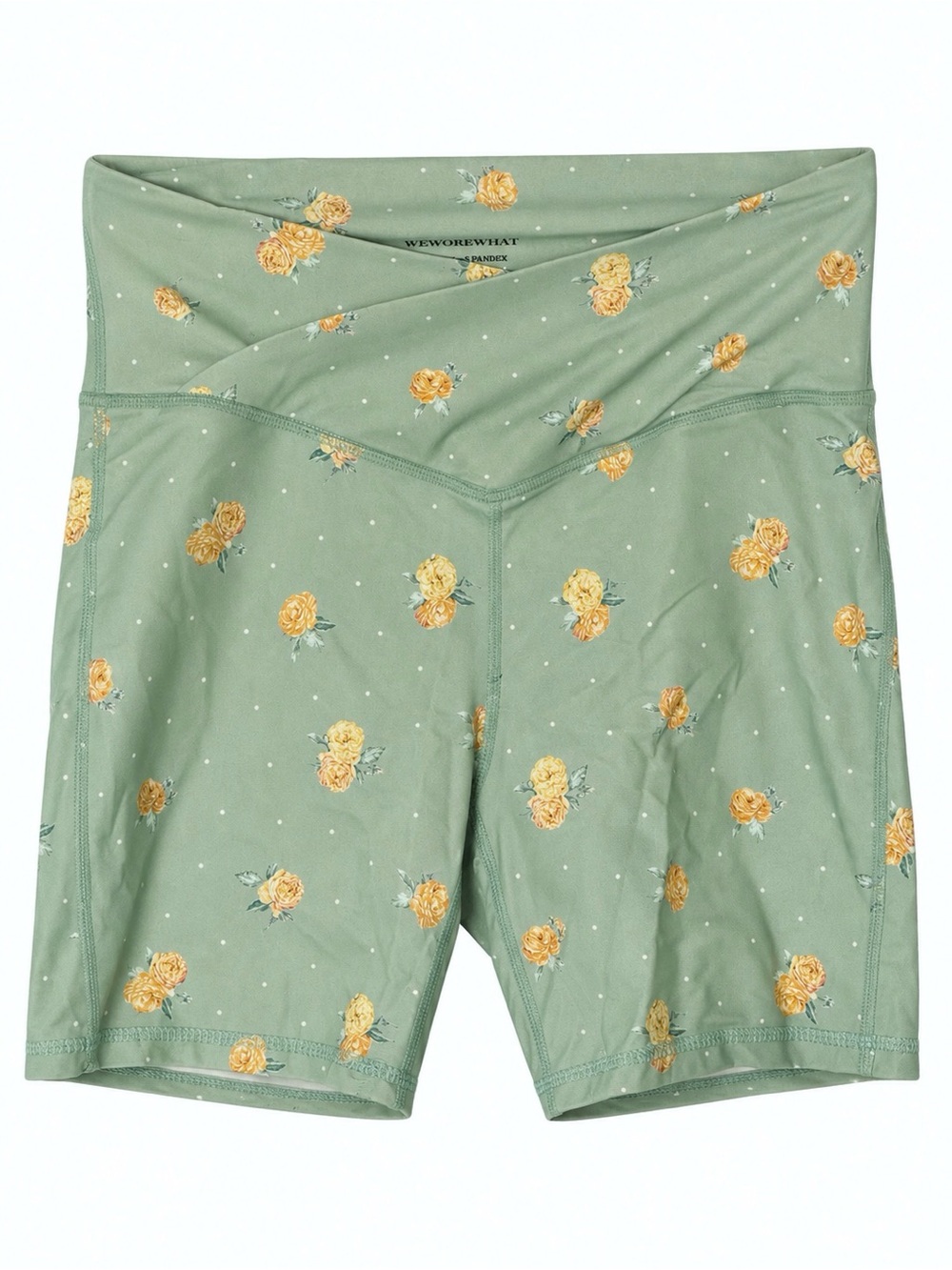 WeWoreWhat Sage Green Floral High-Rise Bike Shorts size Medium